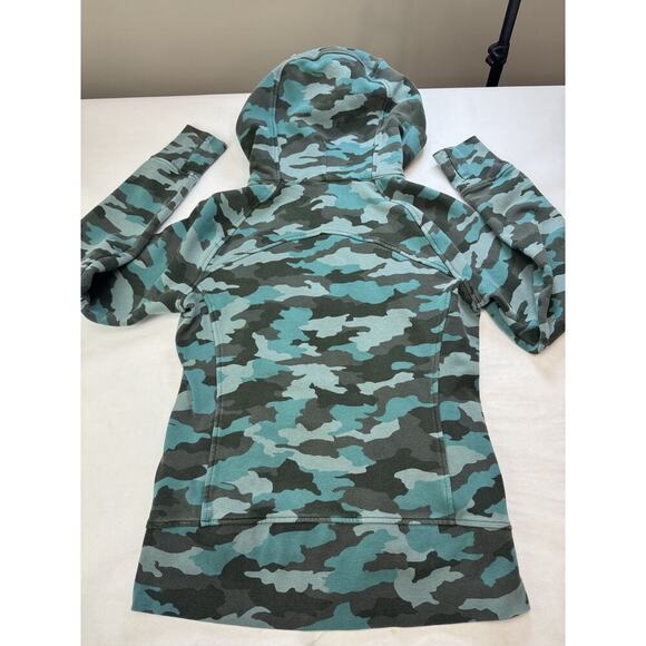 Lululemon Scuba Hoodie Tidewater Teal Camo Blue Green Heritage 365 Women Size 8 - Picture 10 of 10